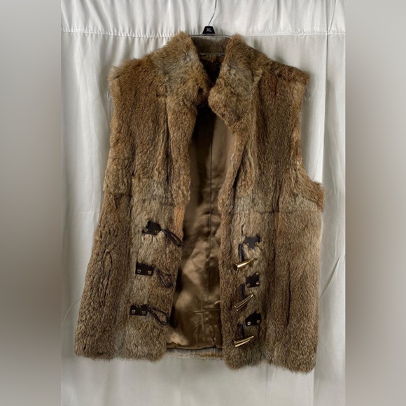 Brown/Gold Michael Michael Kors Fur Vest - Size m - Picture 1 of 5